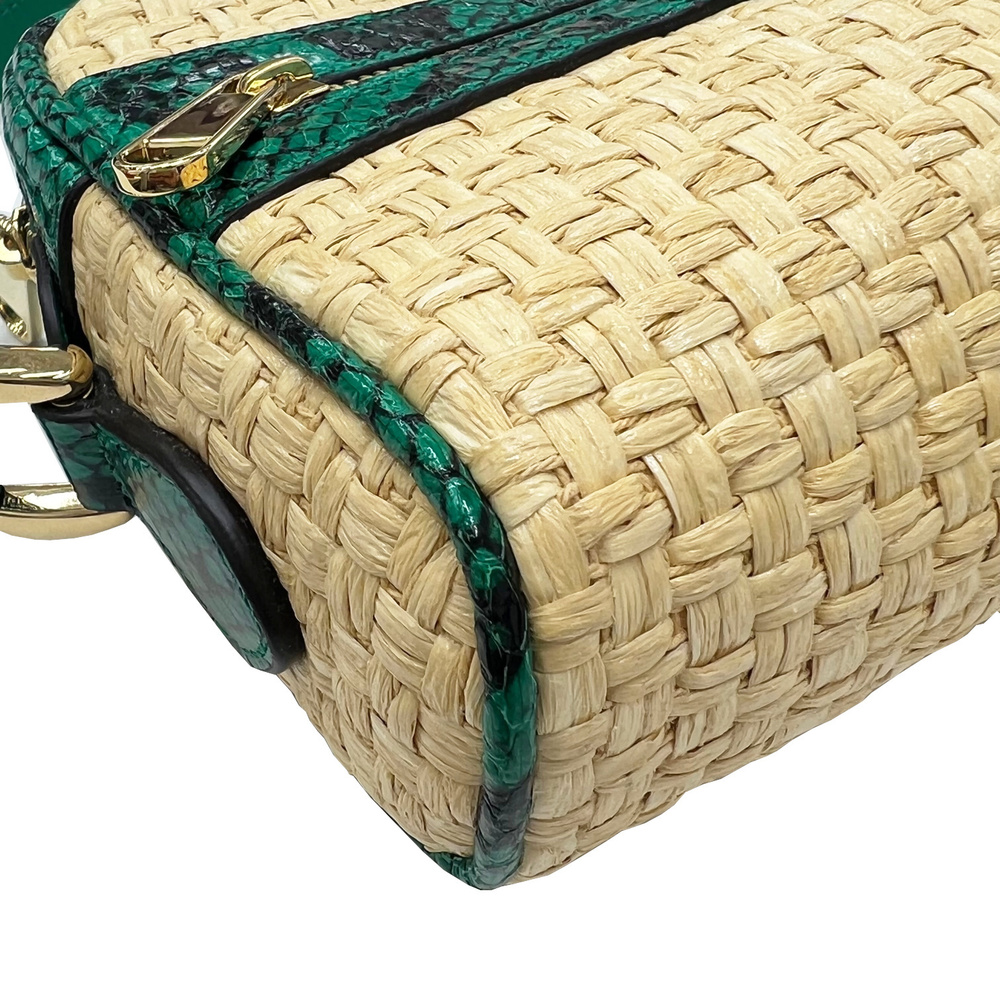 Gucci Ophidia Shoulder Bag Straw Python Green Bei… - image 5